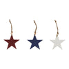 RWB Wooden Star Ornaments Set of 3 4x4x0.25