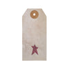 Primitive Star Tea Stained Paper Tag Burgundy 3.75x1.75 w/ Twine Set of 50