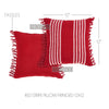 Arendal Red Stripe Pillow Fringed 12x12 - The Village Country Store 