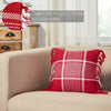 Eston Red White Plaid Pillow Fringed 12x12 - The Village Country Store 