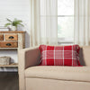 Eston Red White Plaid Pillow Fringed 14x22 - The Village Country Store 