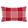 Eston Red White Plaid Pillow Fringed 14x22 - The Village Country Store 