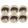 Sawyer Mill Charcoal Pig Jute Coaster Set of 6 - The Village Country Store 