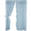 Annie Buffalo Blue Check Ruffled Panel Set of 2 84x40 - The Village Country Store 