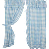 Annie Buffalo Blue Check Ruffled Short Panel Set of 2 63x36 - The Village Country Store 