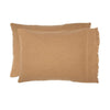 Burlap Natural Standard Pillow Case w/ Fringed Ruffle Set of 2 21x30 - The Village Country Store 