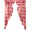 Annie Buffalo Red Check Ruffled Prairie Short Panel Set of 2 63x36x18 - The Village Country Store 