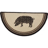 Sawyer Mill Charcoal Pig Jute Rug Half Circle w/ Pad 16.5x33 - The Village Country Store 
