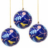 Handpainted Ornament Birds and Flowers, Blue - Pack of 3 - The Village Country Store 