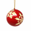 Handpainted Red and Gold Snowflake Papier Mache Hanging Ball Ornament - The Village Country Store 