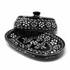 Encantada Handmade Pottery Butter Dish, Black & White - The Village Country Store 