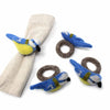 Napkin Rings, Set of 4 Birds - Yellow/Blue - The Village Country Store 