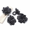 Set of 4 Felt Napkin Rings, Charcoal Zinnias - The Village Country Store 