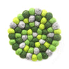 Hand Crafted Felt Ball Coasters from Nepal: 4-pack, Chakra Greens - Global Groove (T) - The Village Country Store 