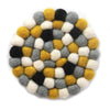 Hand Crafted Felt Ball Coasters from Nepal: 4-pack, Mustard - Global Groove (T) - The Village Country Store 