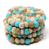 Hand Crafted Felt Ball Coasters from Nepal: 4-pack, Sky - Global Groove (T) - The Village Country Store 