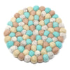 Hand Crafted Felt Ball Trivets from Nepal: Round, Sky - Global Groove (T) - The Village Country Store 