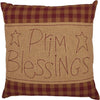 Burgundy Check Prim Blessings Pillow 12x12 - The Village Country Store 