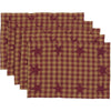 Burgundy Star Placemat Set of 6 12x18 - The Village Country Store 
