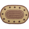 Burgundy Tan Jute Rug Oval Stencil Stars w/ Pad 20x30 - The Village Country Store 