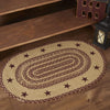 Burgundy Tan Jute Rug Oval Stencil Stars w/ Pad 24x36 - The Village Country Store 