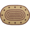 Burgundy Tan Jute Rug Oval Stencil Stars w/ Pad 24x36 - The Village Country Store 