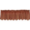 Burgundy Check Scalloped Valance 16x60 - The Village Country Store 