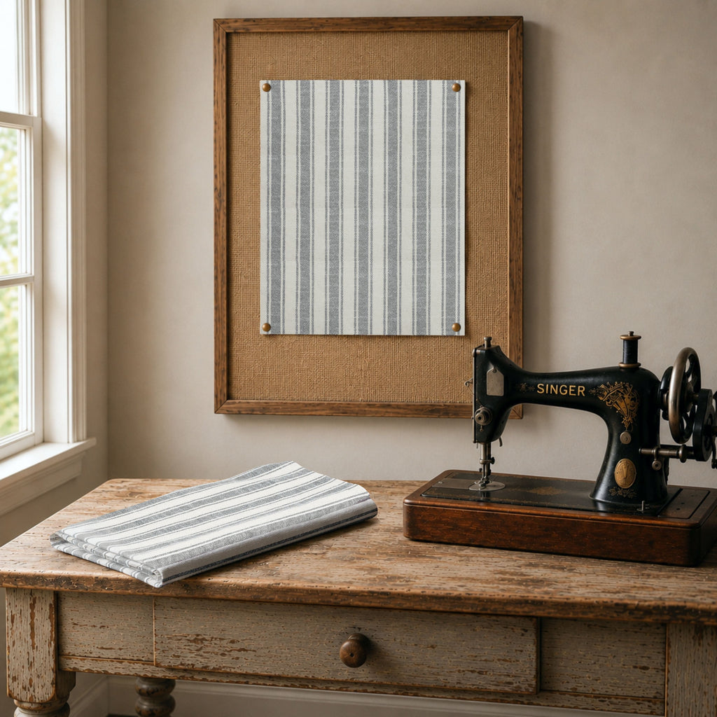Market Place Gray Ticking Stripe Fabric 3yds #1 110 Width