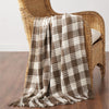 Cocoa Brown Woven Check Throw Blanket with Fringe 50x60