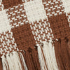 Dark Amber Woven Check Throw Blanket with Fringe 50x60