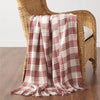 Dusty Rose Woven Check Throw Blanket with Fringe 50x60