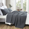 April & Olive Blanket VHC Brands Dark Grey Waffle Weave Queen Blanket 90x90 - 100% Cotton, Lightweight Cover for Bed & Sofa
