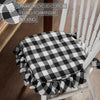 April & Olive Chair Pad Annie Buffalo Check Black Ruffled Chair Pad 16.5x18