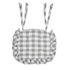 April & Olive Chair Pad Annie Buffalo Check Grey Ruffled Chair Pad 16.5x18