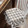 April & Olive Chair Pad Annie Buffalo Check Portabella Ruffled Chair Pad 16.5x18
