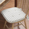 April & Olive Chair Pad Black White Ivory Windowpane Check Woven Chair Pad - 15.5x17 Rustic Farmhouse Seat Cushion with Ties