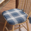 April & Olive Chair Pad Colonial Blue Plaid Chair Pad with Ties - 15.5x17 Rustic Farmhouse Stuffed Seat Cushion