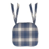 April & Olive Chair Pad Colonial Blue Plaid Chair Pad with Ties - 15.5x17 Rustic Farmhouse Stuffed Seat Cushion