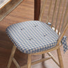 April & Olive Chair Pad Cottage Blue Checked Woven Chair Pad with Ties - 15.5x17 Farmhouse Cottage Seat Cushion