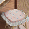 April & Olive Chair Pad Kaila Blue Natural Pink Floral Cotton Chair Pad - 15.5x17 Cushioned Seat Cushion - VHC Brands