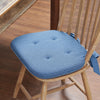 April & Olive Chair Pad Medium Blue Solid Chambray Weave Cotton Chair Pad - 15.5x17 Cushioned Seat Cushion - VHC Brands