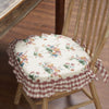 April & Olive Chair Pad Rosehill Cottage Floral Ruffled Cotton Chair Pad - 15.5x17 - Dusty Rose & Natural Cushioned Seat Cushion