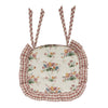 April & Olive Chair Pad Rosehill Cottage Floral Ruffled Cotton Chair Pad - 15.5x17 - Dusty Rose & Natural Cushioned Seat Cushion