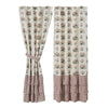 April & Olive Panel Rosehill Cottage Floral & Gingham Ruffled Cotton Curtain Panel Set - 40x84 Dusty Rose & Natural Window Drapes