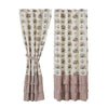 April & Olive Panel Rosehill Cottage Floral & Gingham Ruffled Cotton Short Panel Curtain Set - 36x63 Dusty Rose & Natural Window Drapes