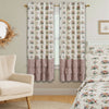 April & Olive Panel Rosehill Cottage Floral & Gingham Ruffled Cotton Short Panel Curtain Set - 36x63 Dusty Rose & Natural Window Drapes