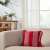 April & Olive Pillow Arendal Red Stripe Pillow Fringed 12x12