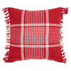 April & Olive Pillow Eston Red White Plaid Pillow Fringed 12x12