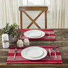 April & Olive Placemat Arendal Red Stripe Placemat Set of 2 Fringed 13x19