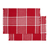 April & Olive Placemat Eston Red White Plaid Placemat Set of 2 Fringed 13x19